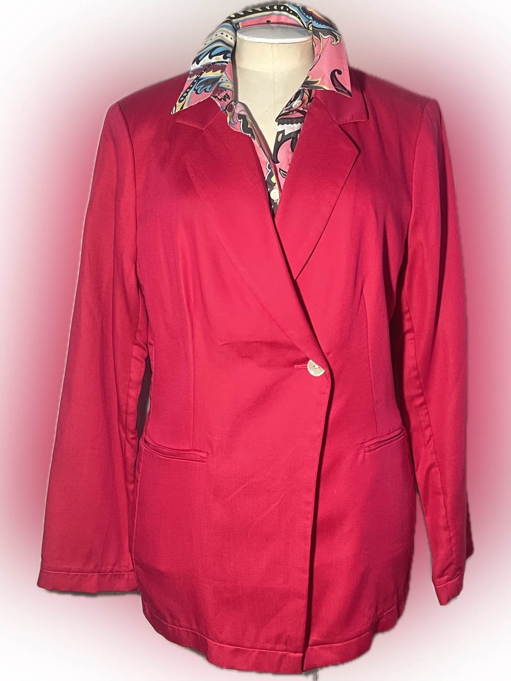 Hinson Wu Bright Pink “Sienna” double breasted blazer/1-button/welt pocket - NWT